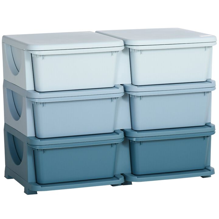 Blue Kids' Organizer: 3-Tier Storage Unit with 6 Drawers for Nursery