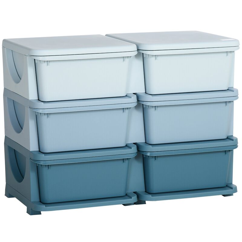 Blue Kids' Organizer: 3-Tier Storage Unit with 6 Drawers for Nursery