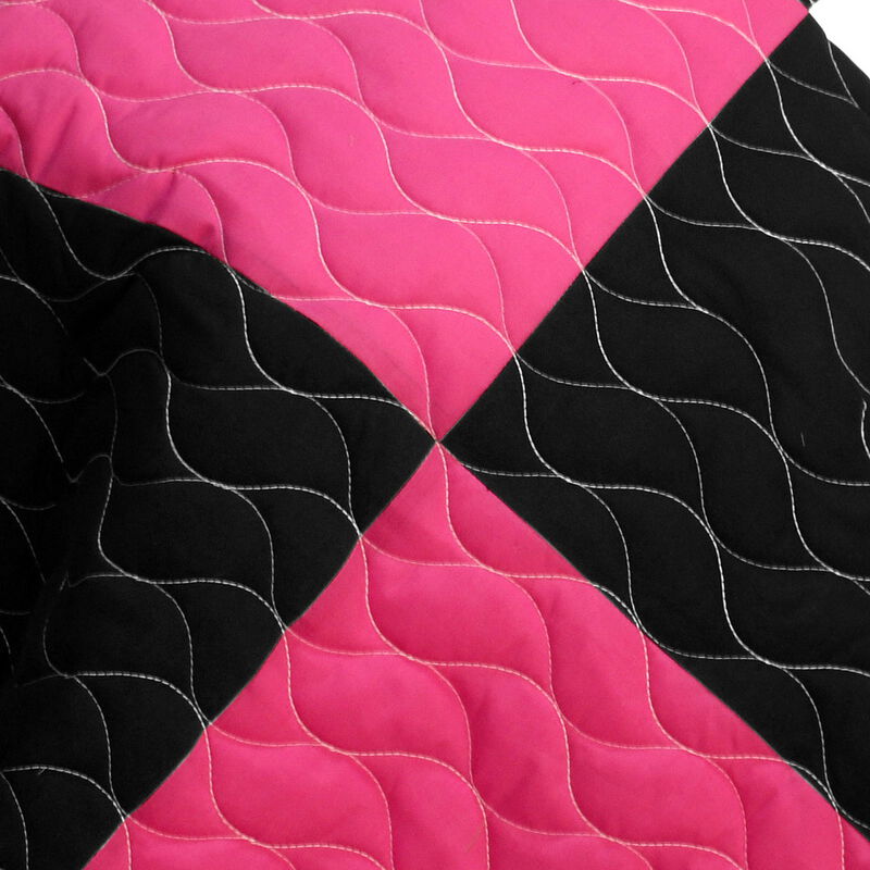 3PC Vermicelli-Quilted Patchwork Quilt Set Soft Lightweight Bedding image number 4