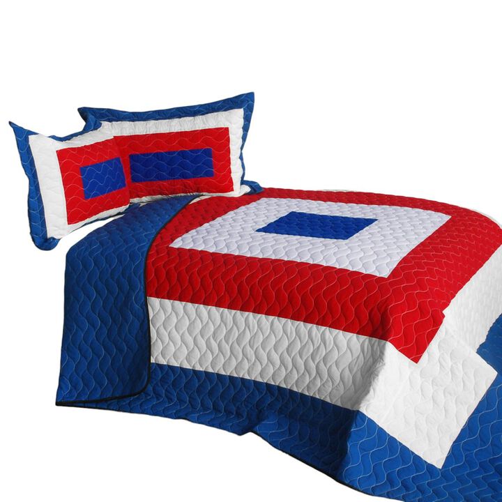 Quilted Patchwork Geometric Quilt Set Lightweight Cozy Bedding