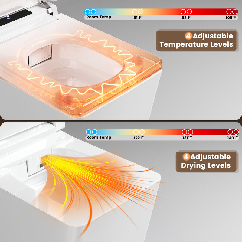 Smart Toilet with Full Automation, Square Design, Radar and Foot Sensors, and Instant Heating image number 3