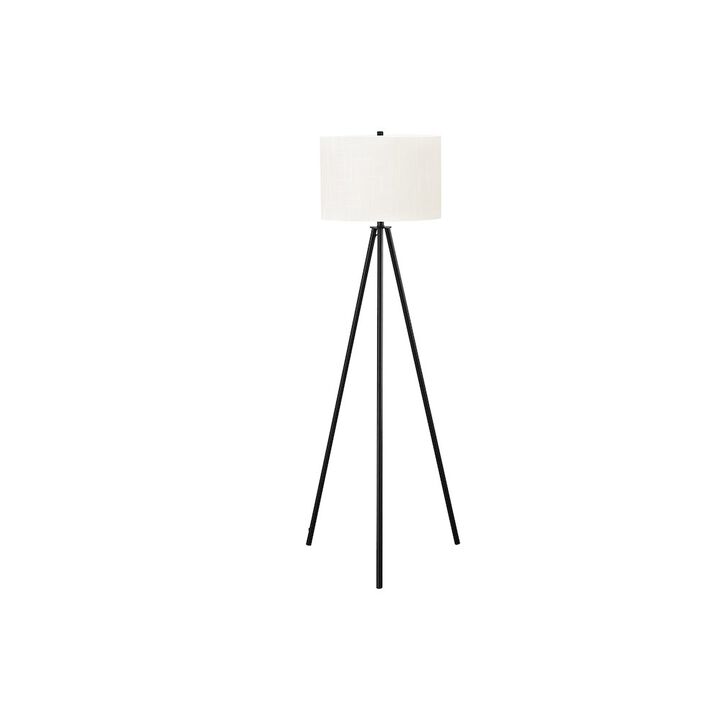 Lighting, 63"H, Floor Lamp, Black Metal, Ivory / Cream Shade, Contemporary