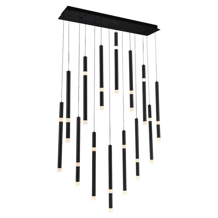 CWI Lighting Flute 14 Light LED Chandelier With Black Finish