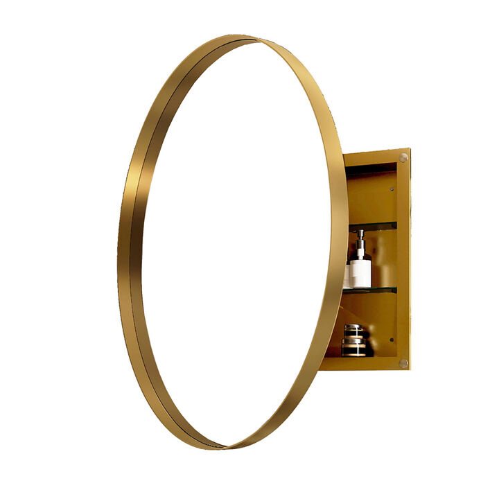 ELEMENT ACE Modern Round Metal Medicine Cabinet with Adjustable Shelves - Elegant Bathroom Storage Solution
