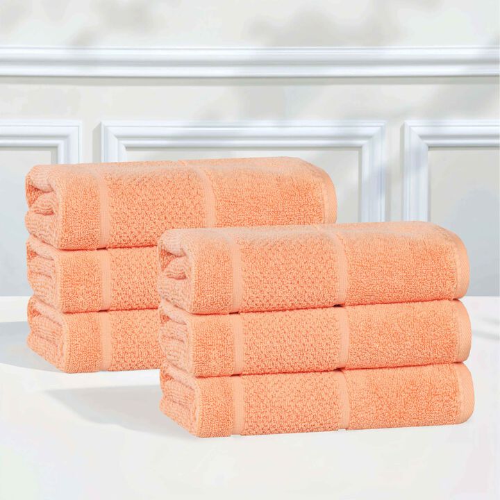 6 Piece Hand Towel Set in Viscose Cotton Blend with Textured Design