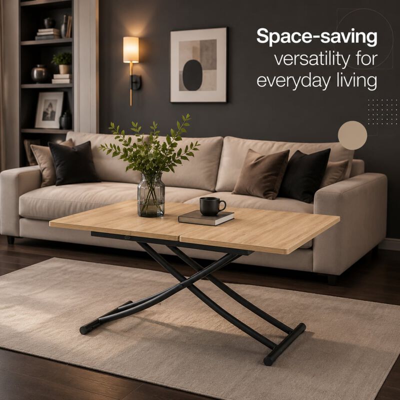 GOODSILO Multifunctional Adjustable Height Lifting Table Foldable Desktop for Home Office Dining Coffee Dressing Space Saving image number 4