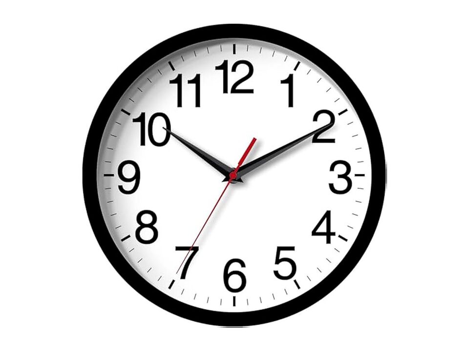 Black Wall Clock 8 Inch Silent Non Ticking Modern Battery Operated