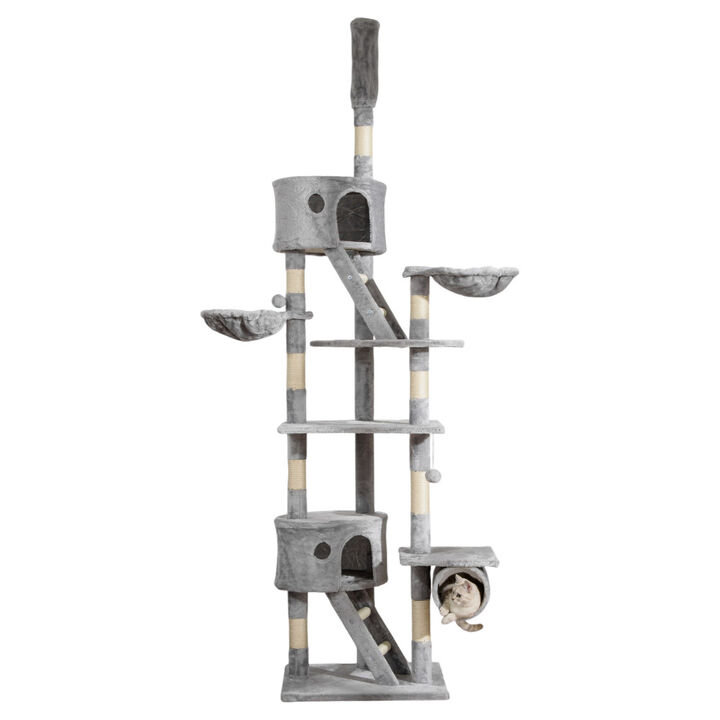 Cat Condo Tree with Multiple Platforms, Hideaways, and Hanging Toys for Indoor Cats