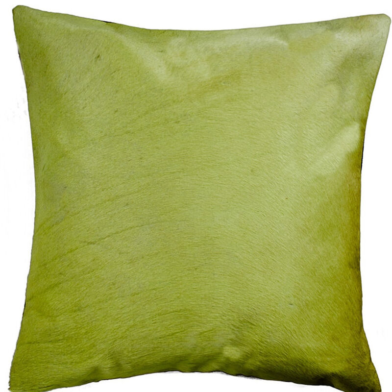 HomeRoots 18" Lime Green Cowhide Throw Pillow image number 2
