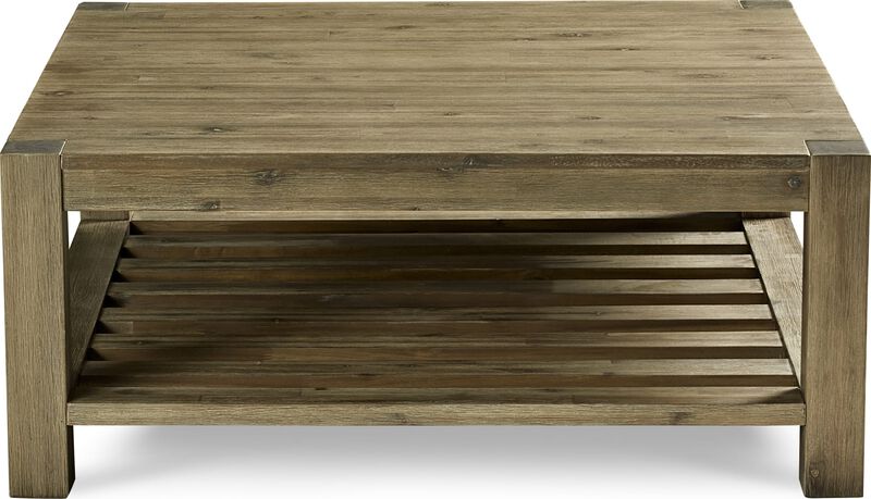 Canyon Solid Wood Square Coffee Table in Washed Grey image number 0
