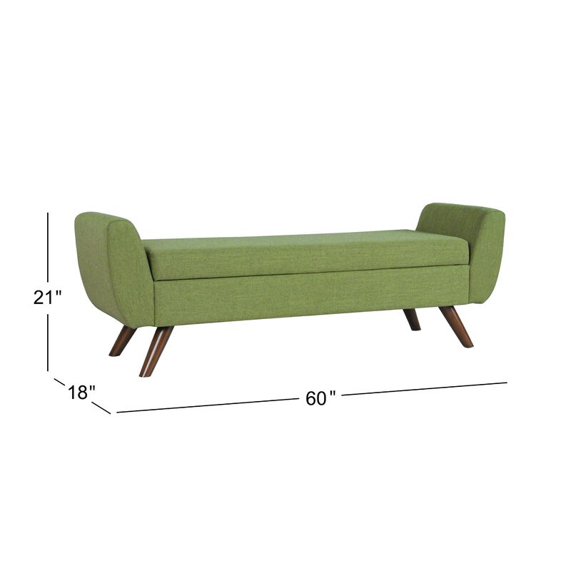 Rae Storage Bench Ottoman with Arms, Olive Green Woven Fabric, 60 Inch image number 4