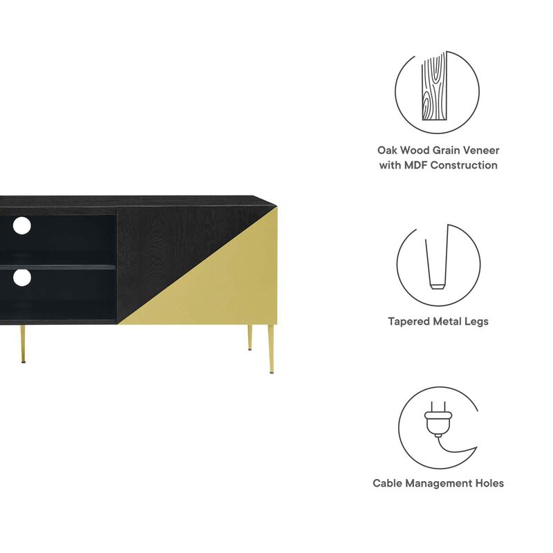 Modway EEI-6146-BLK-GLD Alchemist 72" TV Stand, Black Gold image number 7