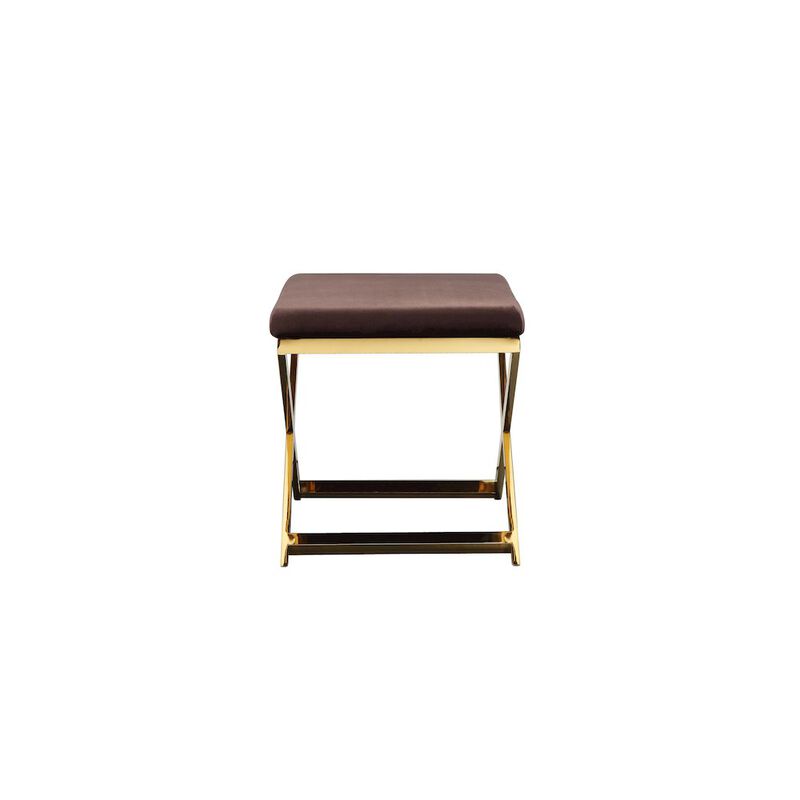 Pangea Home Gold Lexi Stool Velvet Chocolate