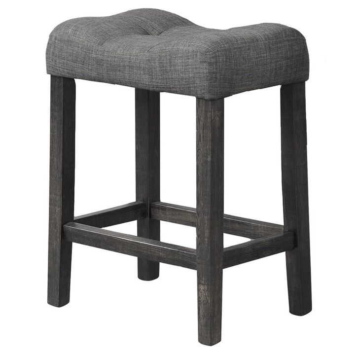 Best Master Furniture Vitaliya Black Charcoal Linen Counter Height Stools, Set of 2