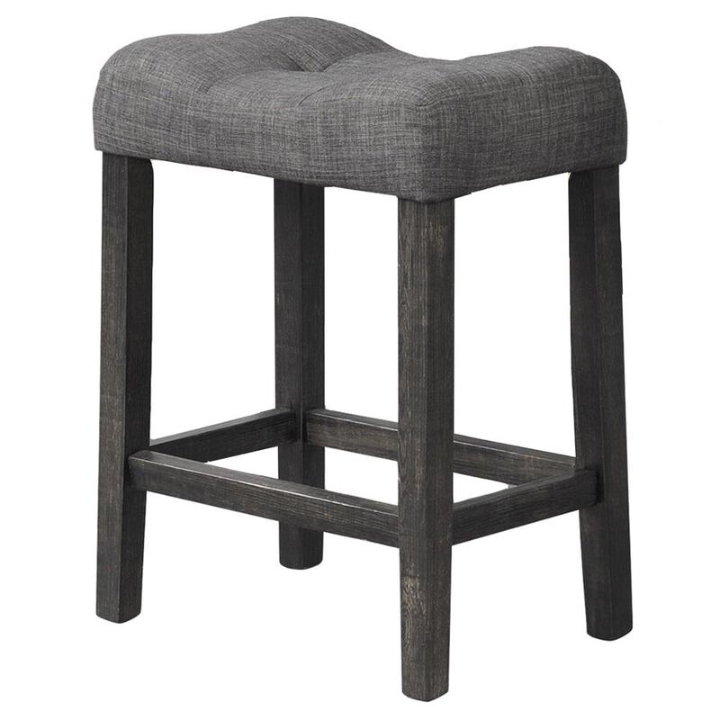 Best Master Furniture Vitaliya Black Charcoal Linen Counter Height Stools, Set of 2