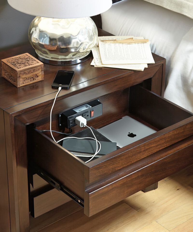 Element Charging Station Nightstand in Chocolate Brown