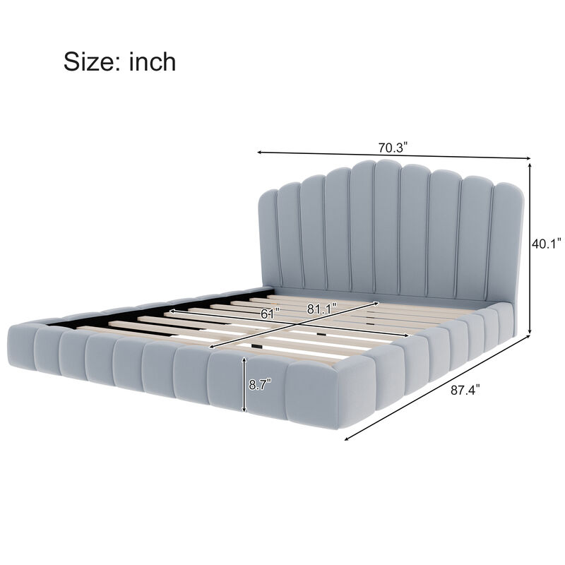 Gludla Velvet Upholstered Queen Bed image number 6