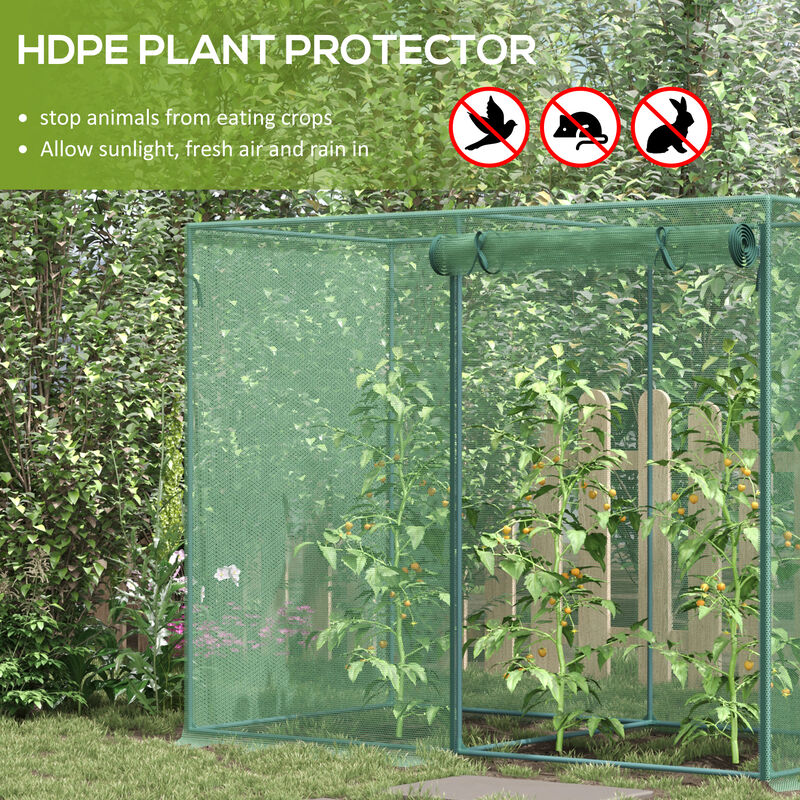 Outsunny 10 x 6.5ft Tall Crop Cage, Plant Protection Tent, with Zippered Door, Storage Bag and Ground Stakes, for Garden, Yard, Lawn, Green