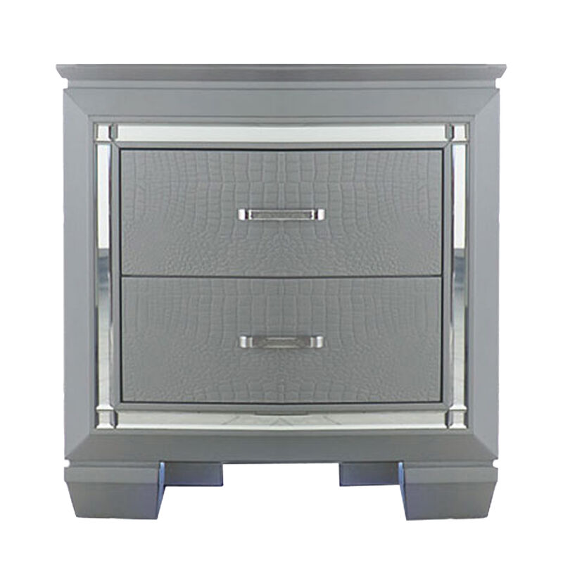 Alen 3 Pc Full Size Bedroom Set, Button Tufting, Mirror Trim, Black - Benzara