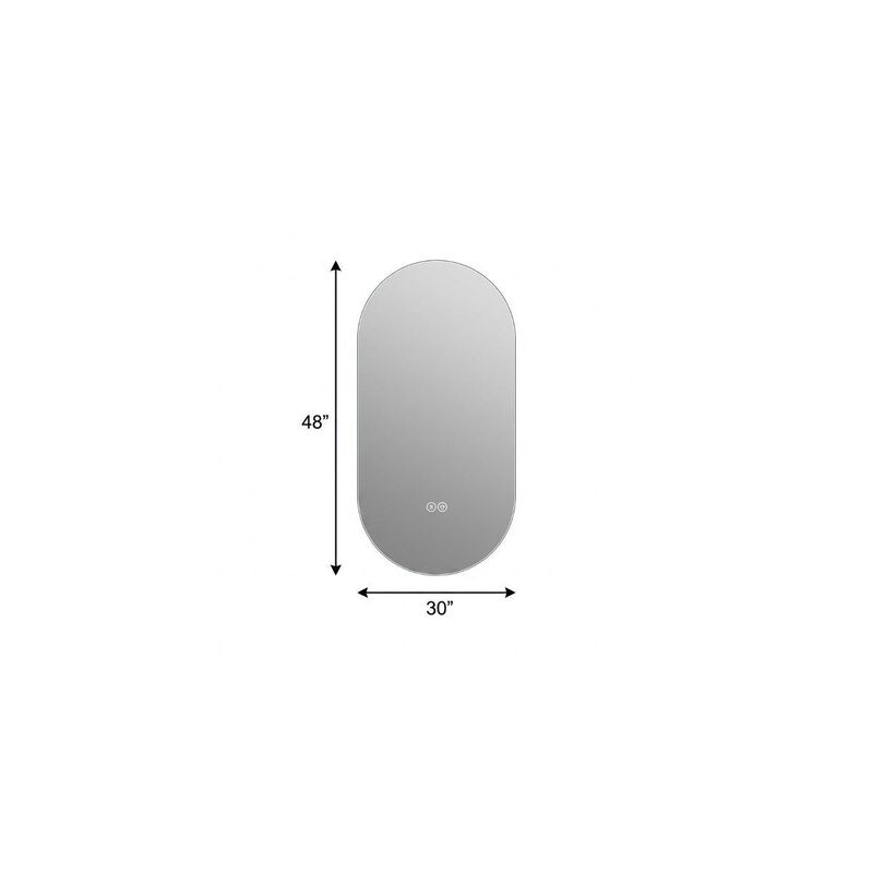 HomeRoots 48" Oval Lighted Frameless Anti Fog Bathroom Vanity Mirror image number 3