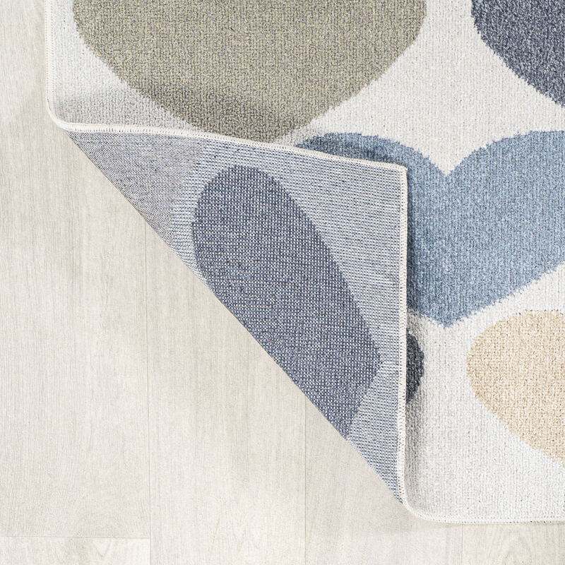 Dila Modern Hearts Geometric Machine-Washable Area Rug