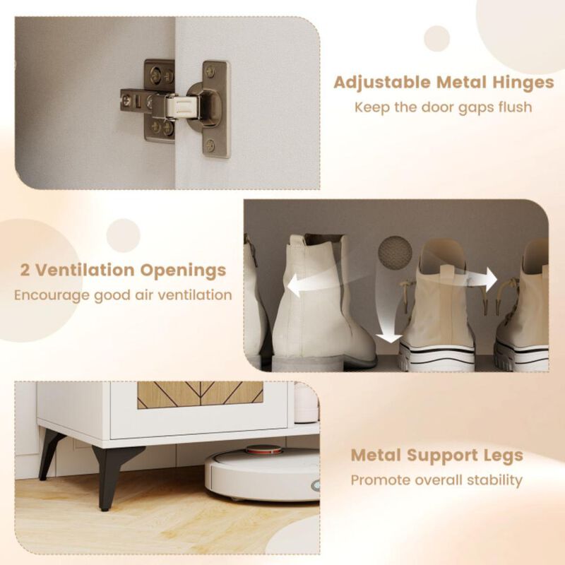 Hivvago 2-Door Shoe Rack Organizer with Drawer and 6 Removable Shelves