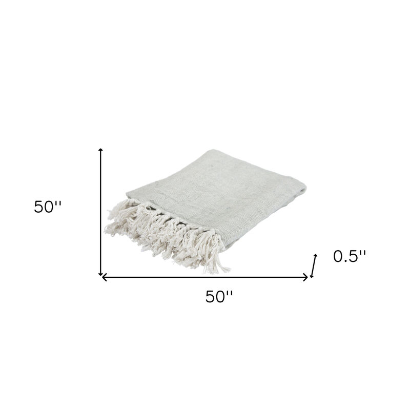 HomeRoots Light Gray Woven 100% Cotton Throw Blanket image number 4