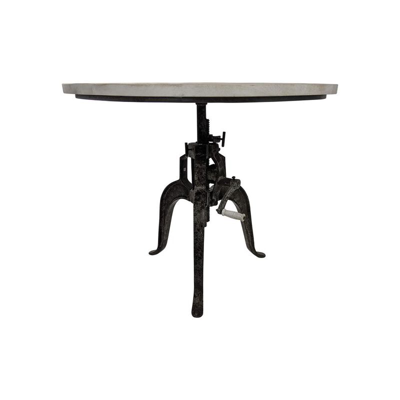 Carolina Living Bentley Adjustable Crank Table - Natural Driftwood Top - Aged Iron Base