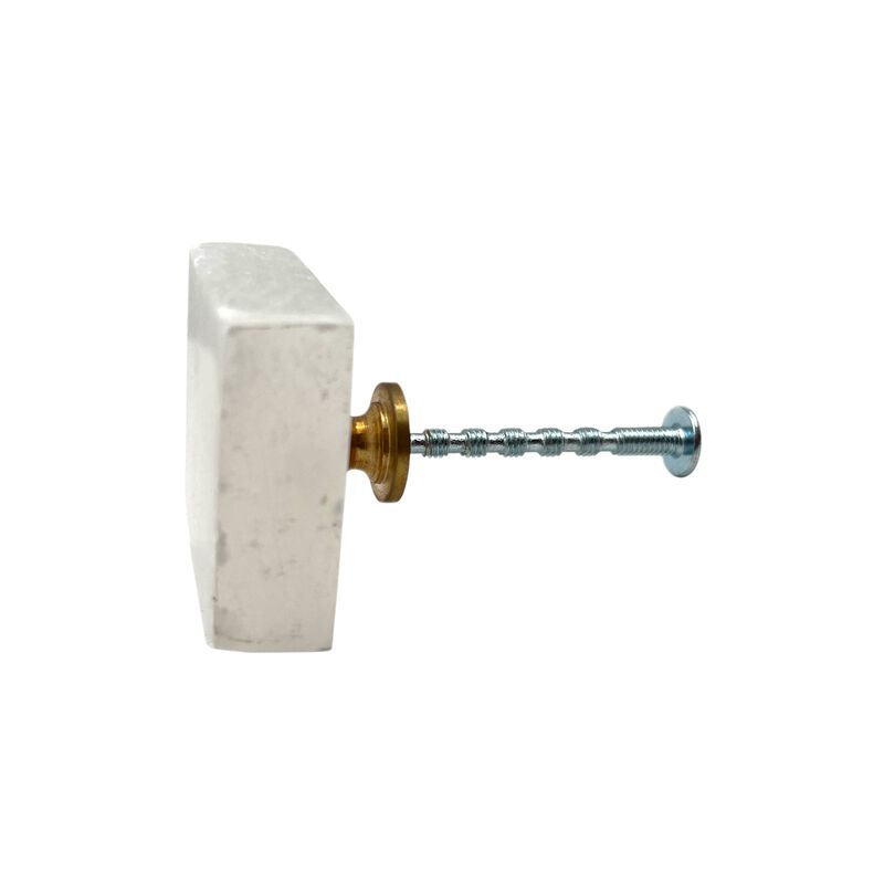 HomeRoots Set of Six White Square Knob Stone Drawer Pull Knobs image number 3