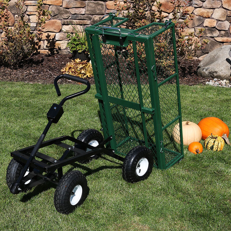 Sunnydaze Large Heavy-Duty Steel Garden Cart with Removable Sides