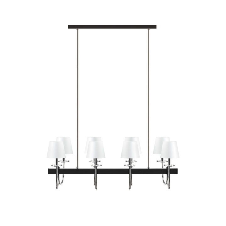 Gracie Mills Murillo 8-Light Rectangular Chandelier with Drum Shades