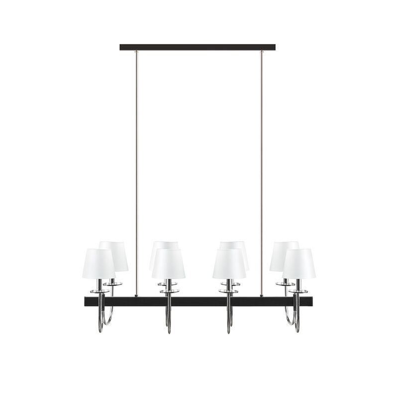 Gracie Mills Murillo 8-Light Rectangular Chandelier with Drum Shades