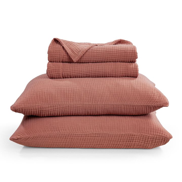 Cotton Voile Clay Twin Blanket Set