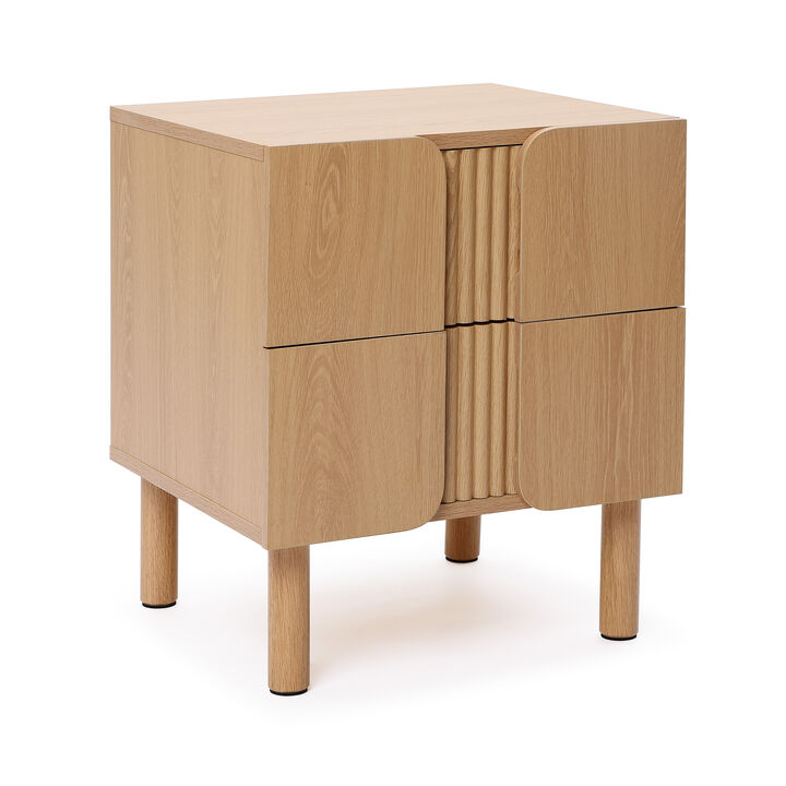 20.5" Blonde Birch 2-Drawer Wood Nightstand