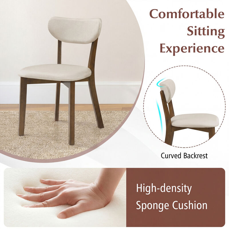Set of 4 Dining Chairs with Solid Rubber Wood Frames for Kitchen and Dining Room image number 6