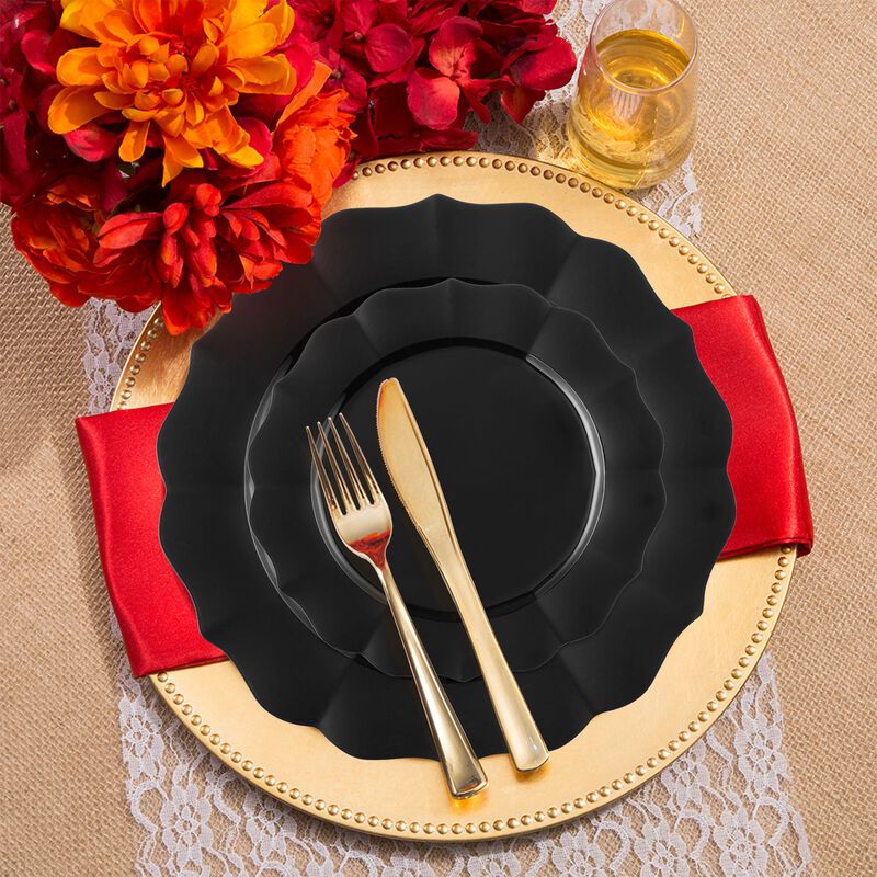 Black Round Lotus Plastic Wedding Value Set image number 7