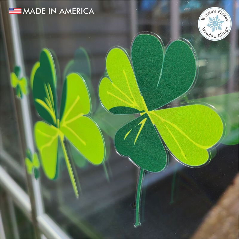 Window Flaks St. Patrick's Day Four Leaf Clover Window Cling Decal for Glass. image number 4