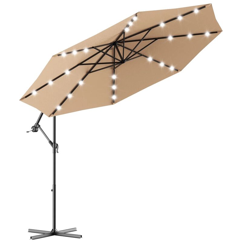 Mondawe 10 Feet Patio Umbrella with Crank and Solar LED Lights