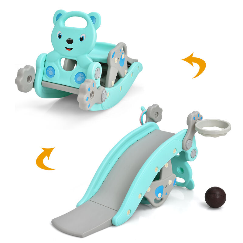 Toddler 4-in-1 Rocking Horse Slide Playset with Hoop image number 0
