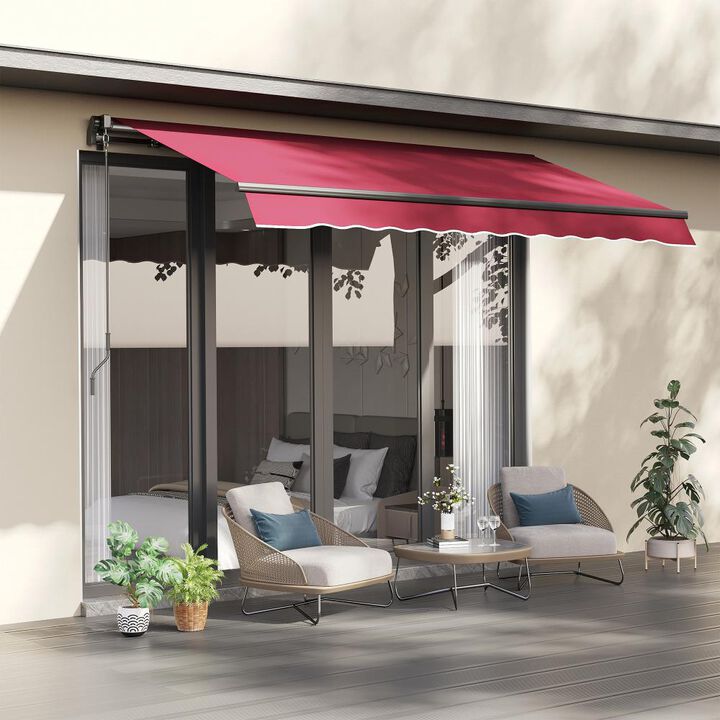 Hivvago Retractable Patio Awning with Manual Crank and Aluminum Frame