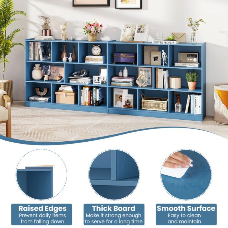 Hivvago 3-Tier Open Bookcase 8-Cube Floor Standing Storage Shelves