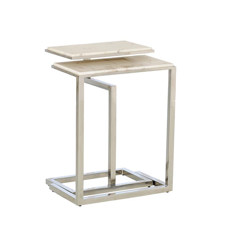 Set of 2 C-Nesting Tables in silver