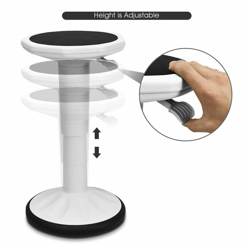 Costway Wobble Chair Height Adjustable Active Learning Stool Sitting Home Office Silicone White