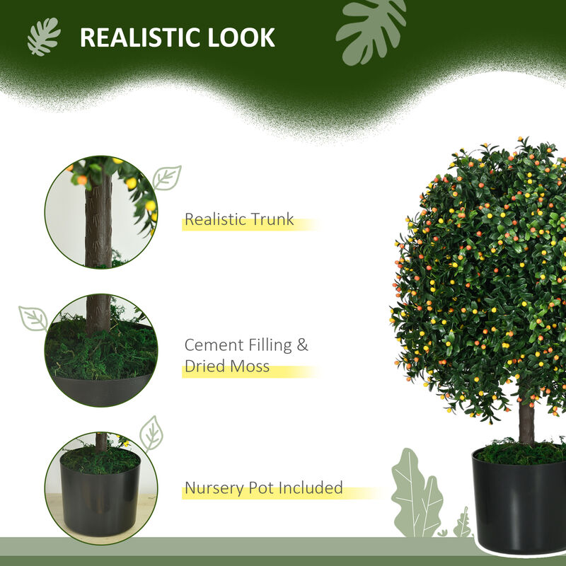 HOMCOM 2 Pack Artificial Tree Boxwood Topiary with Orange Fruits, 20.75"