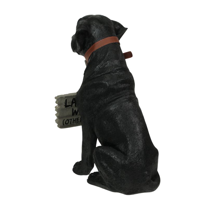Black Lab Dog Indoor Outdoor Welcome Statue with Reversible Message Sign image number 4