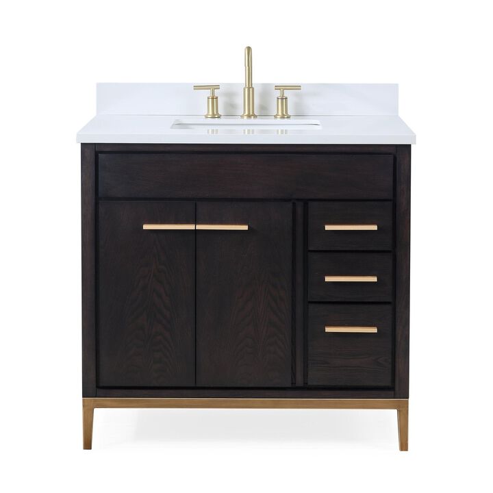 36 Inch Tennant Brand Modern Style Beatrice Bathroom Sink Vanity Wenge Finish