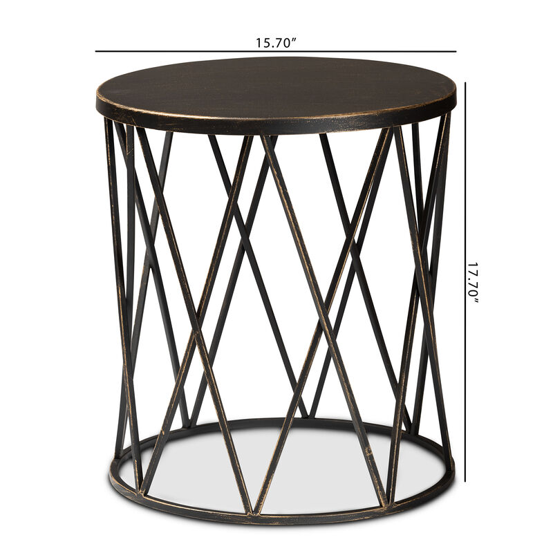 Baxton Studio Finnick Modern Industrial Antique Black Finished Metal End Table