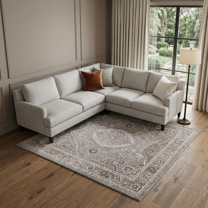 HomeRoots Floral Power Loom Stain Resistant Area Rug