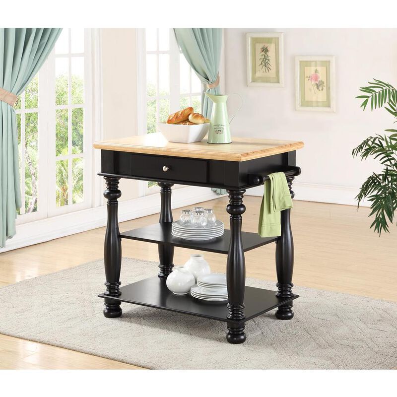 I Home Furnishings Avondale Black Kitchen Island