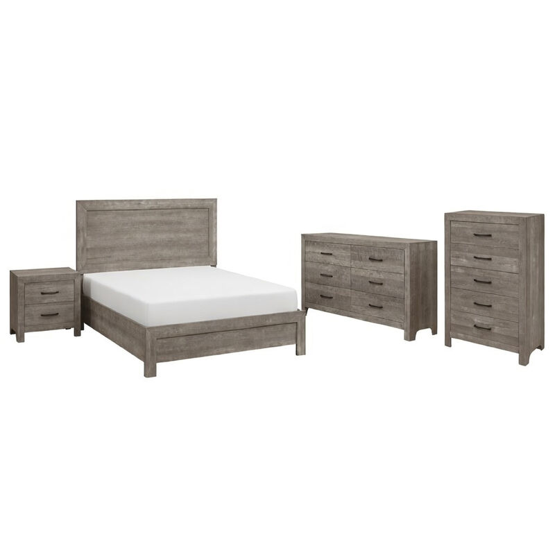 Queen Size Bedroom Set, Traditional Carved Wood Design, Gray Finish, 4-Piece Set with Bed, Nightstand, Dresser and Chest image number 0
